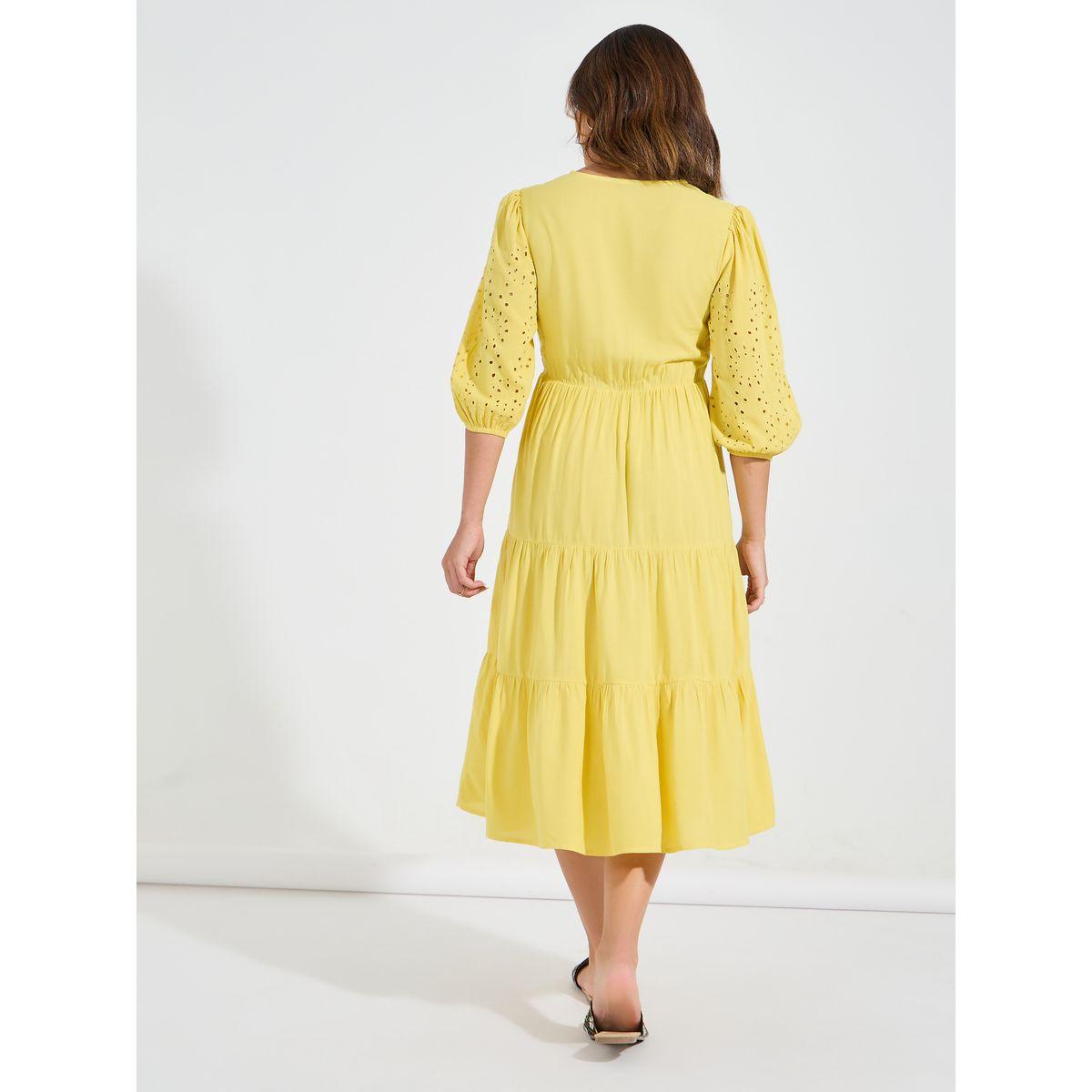 فستان ميدي مزين بفتحات مع كسرات-women-clothing-dresses-image-6