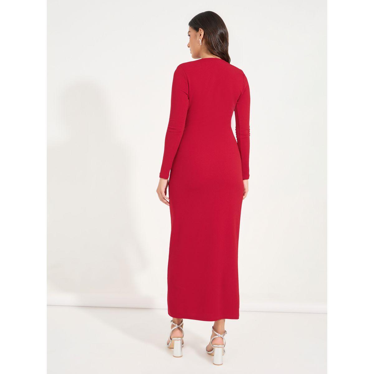 فستان طويل بتفاصيل مزمومة وأزرار-women-clothing-dresses-image-6