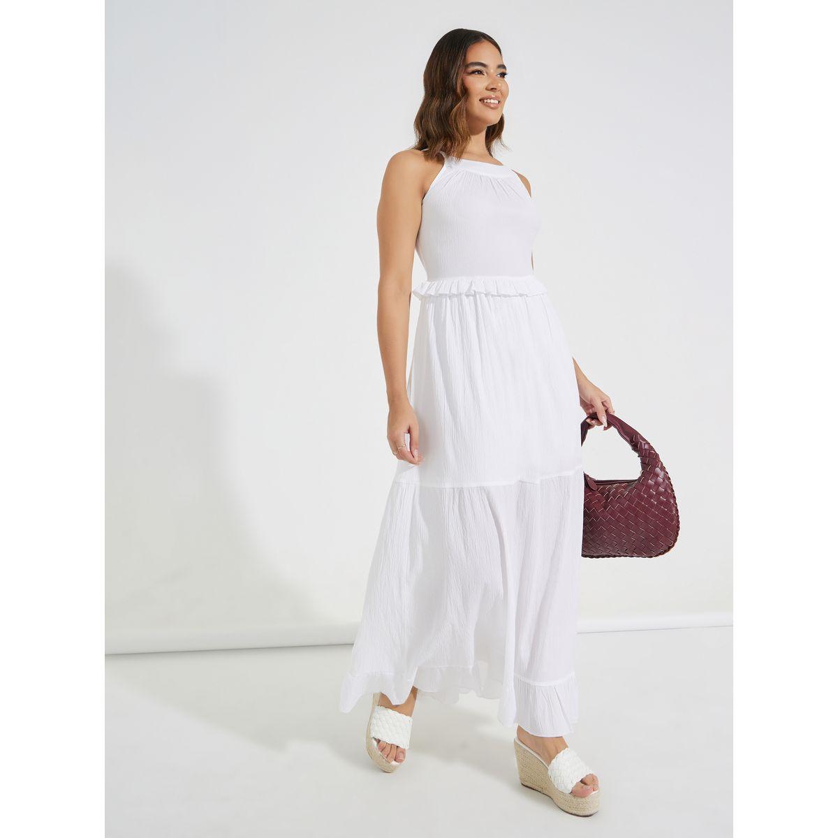فستان طويل بكسرات وتفاصيل كشكش-women-clothing-dresses-image-4