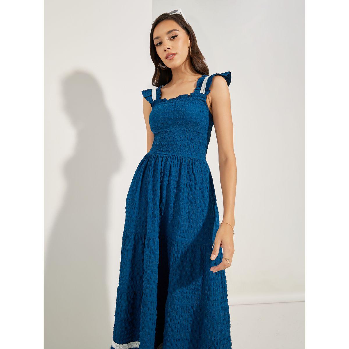 Styli Textured Frill Sleeves Maxi Dress-women-clothing-dresses-image-2