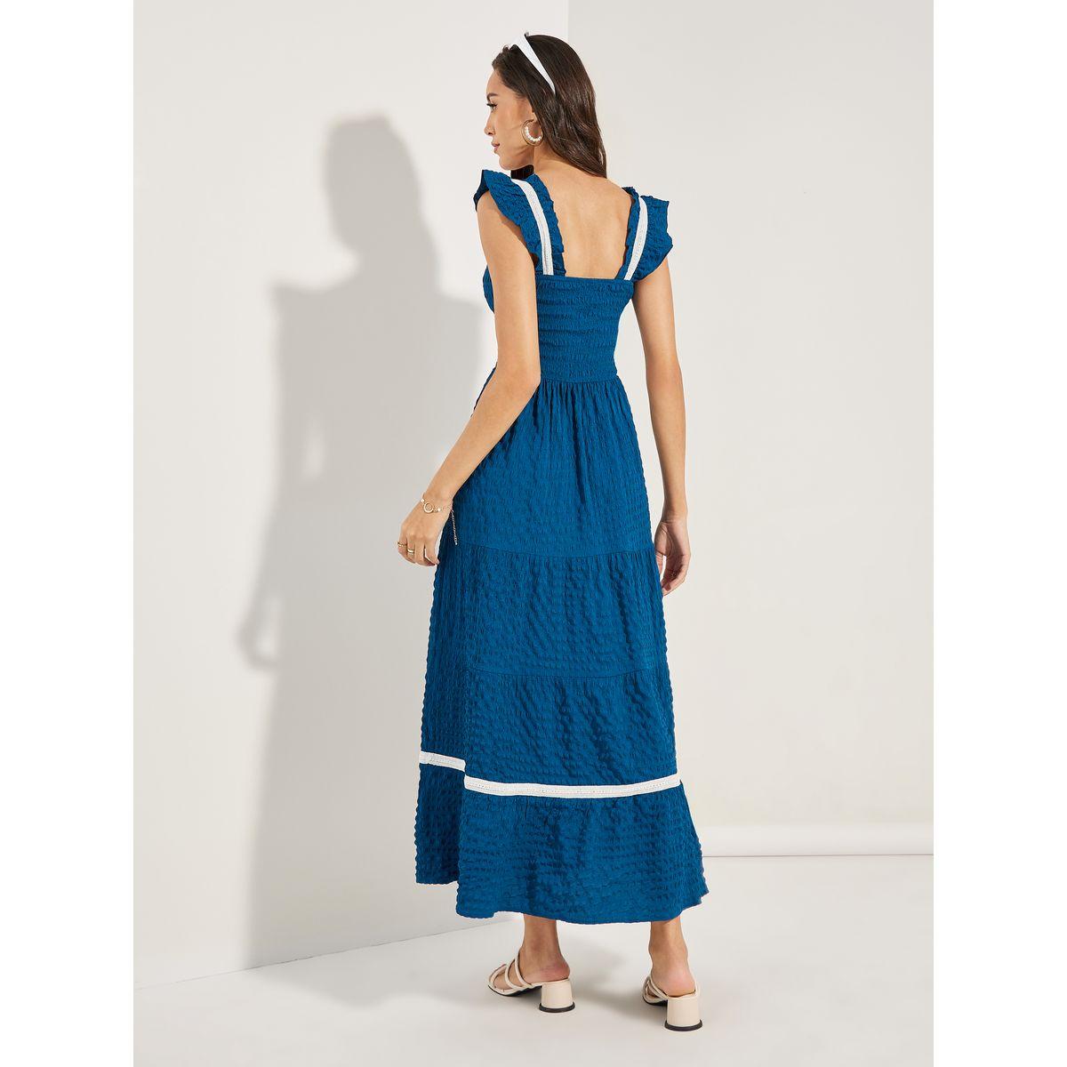 Styli Textured Frill Sleeves Maxi Dress-women-clothing-dresses-image-4