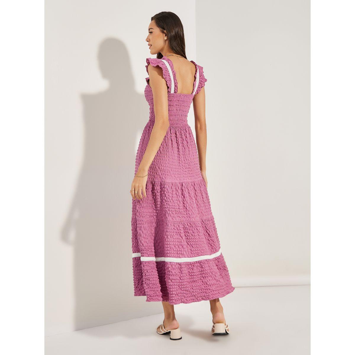 Styli Textured Frill Sleeves Maxi Dress-women-clothing-dresses-image-4