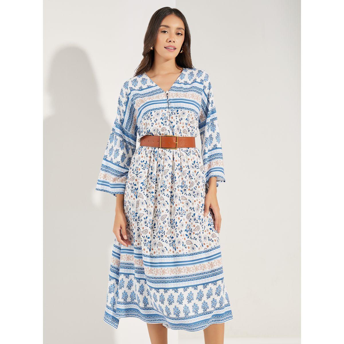 فستان ميدي بطبعة بيزلي وحافة واسعة-women-clothing-dresses-image-2