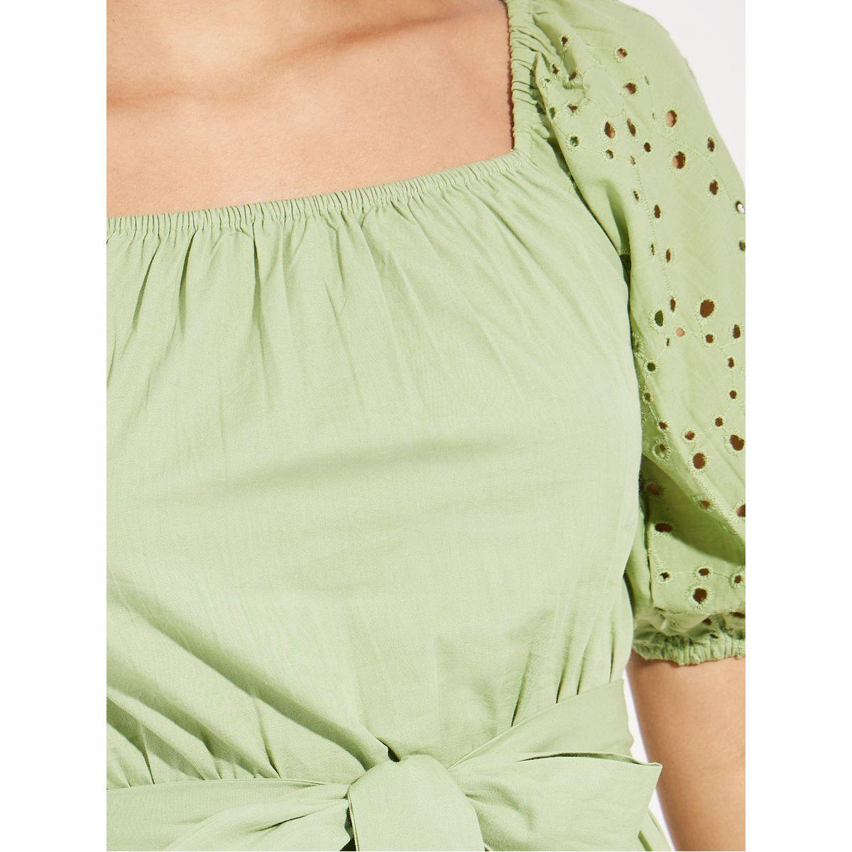 Styli Schiffli Design Midi Dress with Tie Belt-women-clothing-dresses-image-3