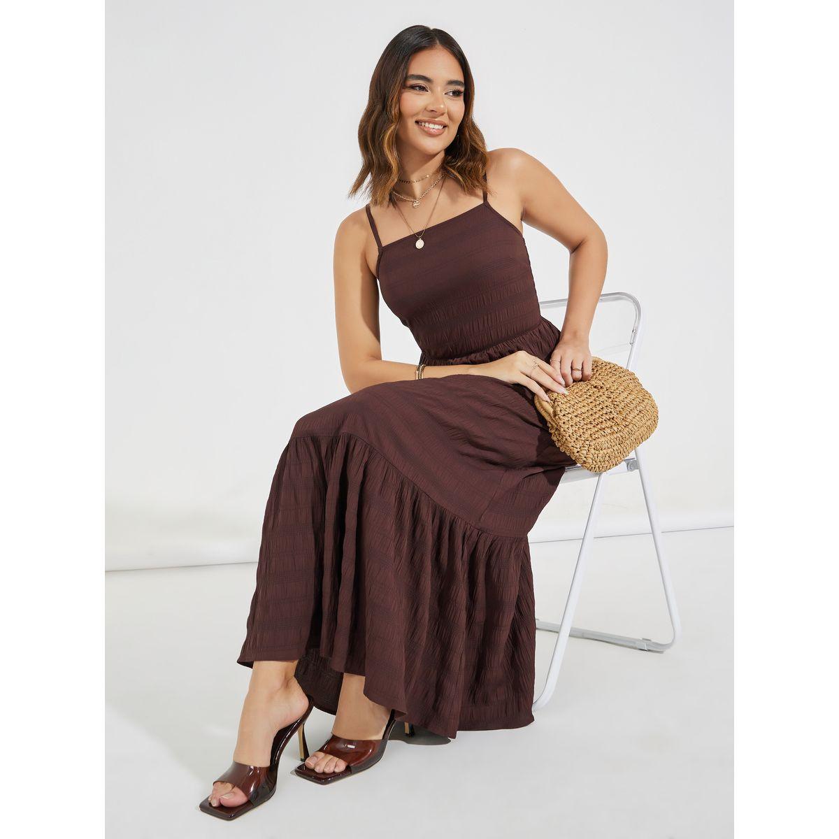Styli Strappy Textured A-Line Maxi Dress-women-clothing-dresses-image-1