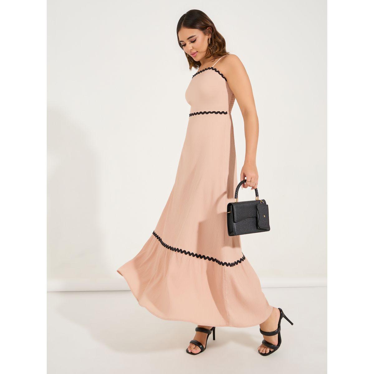 Styli Contrast Trim Strappy A-Line Maxi Dress-women-clothing-dresses-image-4