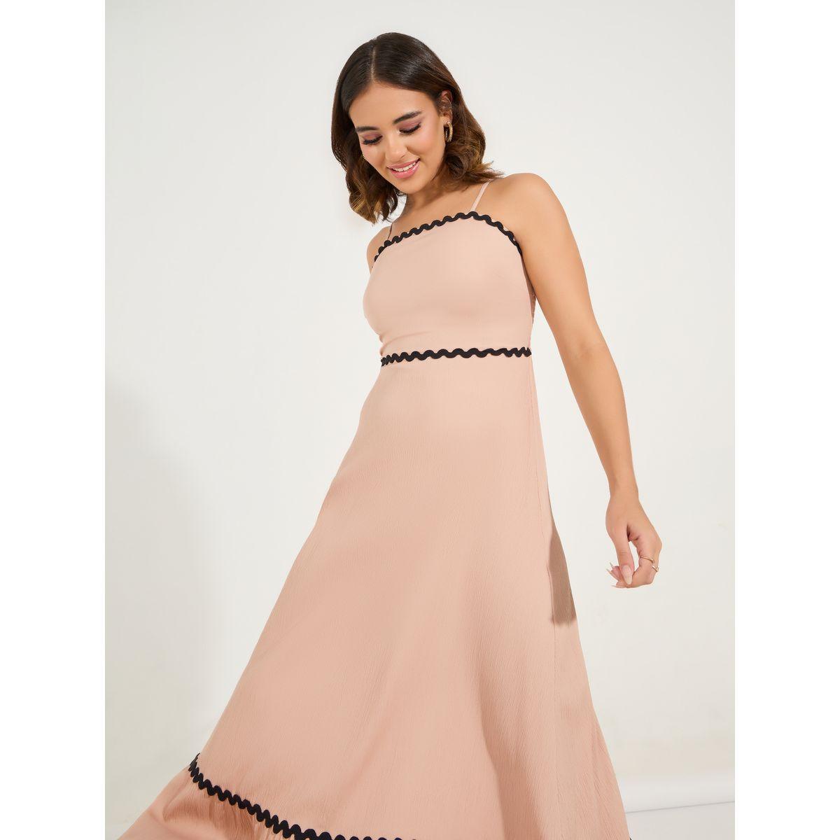فستان طويل سادة بحمالات كتف ودانتيل-women-clothing-dresses-image-5