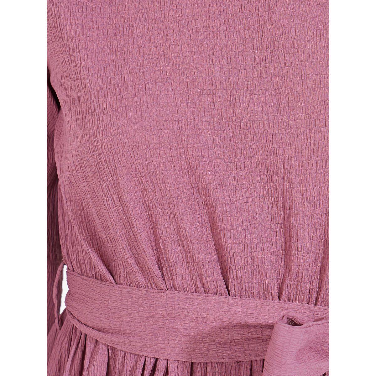 فستان ميدي بأكمام فلوت مع رباط خصر-women-clothing-dresses-image-3