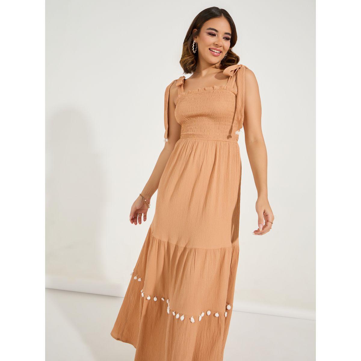 Styli Pom Pom Detail Tie-Strap Tiered Maxi Dress-women-clothing-dresses-image-4