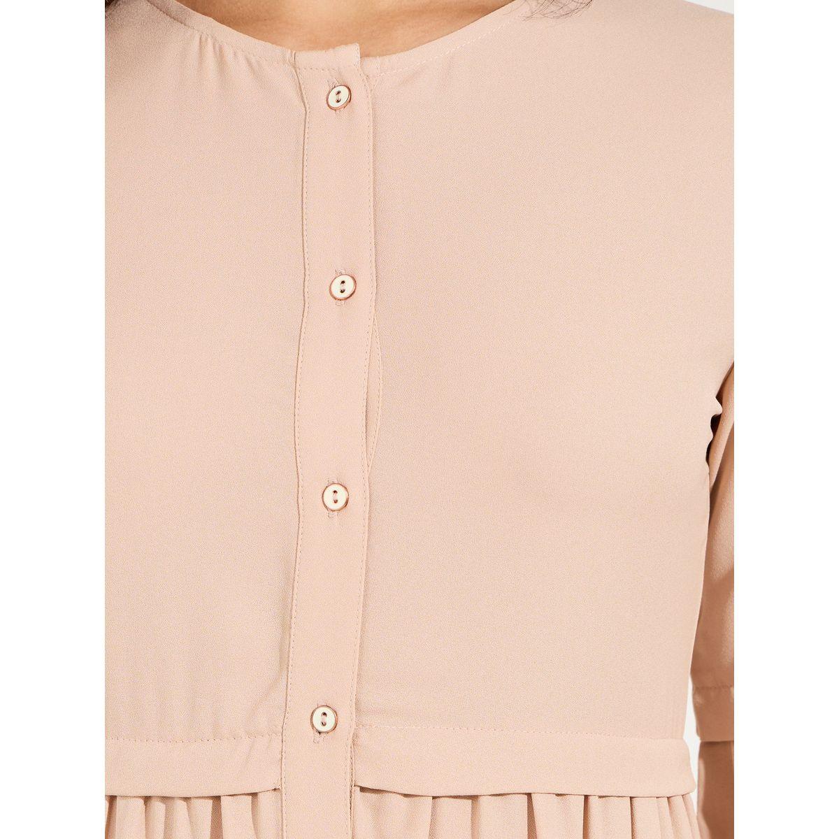 فستان طويل سادة بكسرات مع ازرار-women-clothing-dresses-image-2