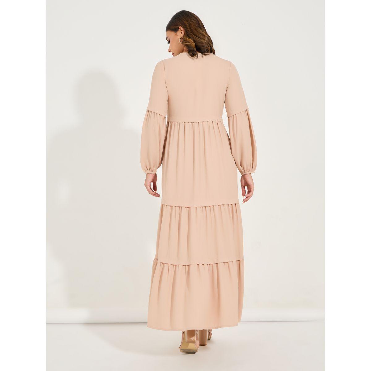 Styli Solid Full Button Front Tiered Maxi Dress-women-clothing-dresses-image-6