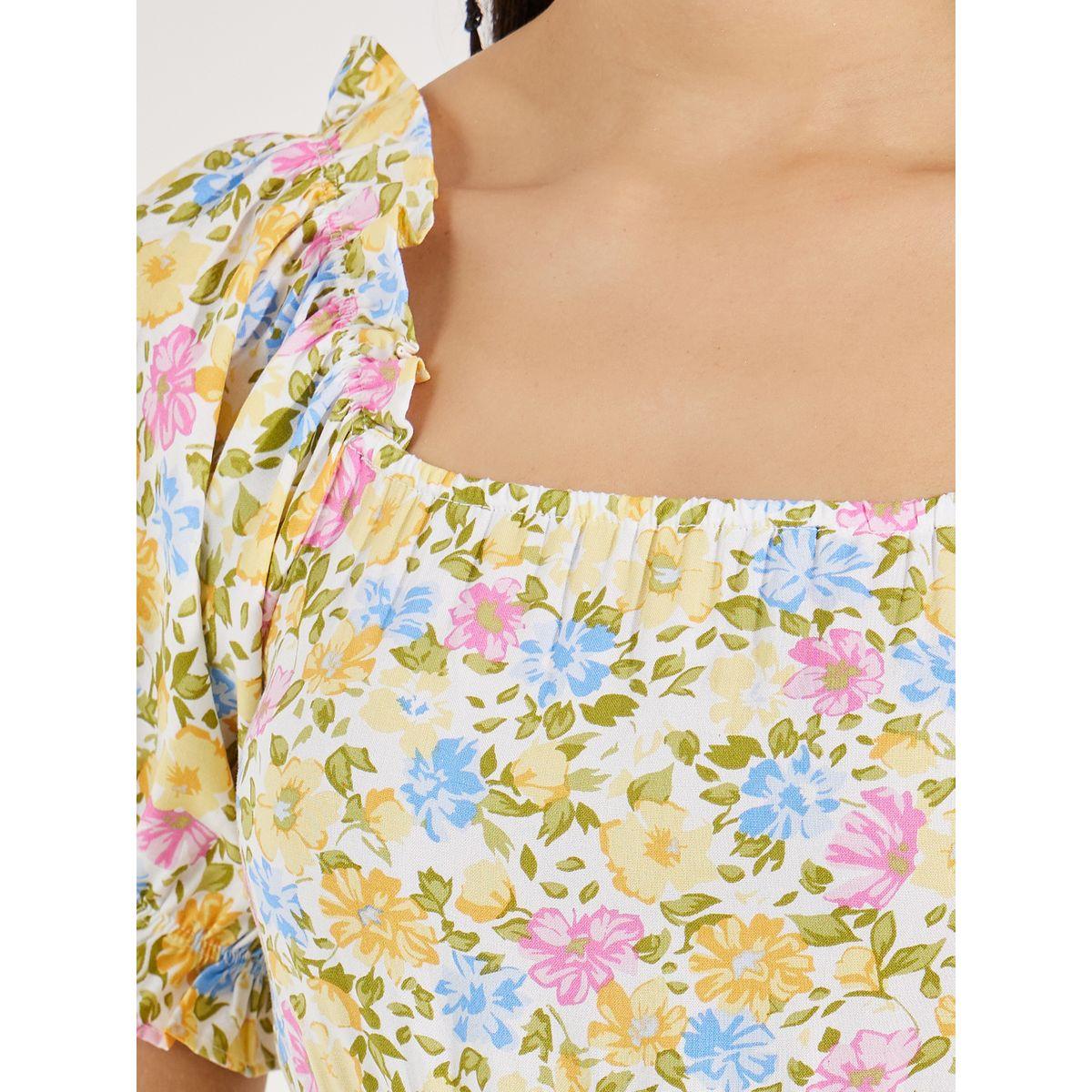 فستان ميدي بياقة واسعة وطبعة زهور-women-clothing-dresses-image-6