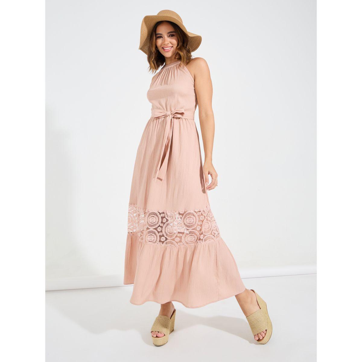 فستان طويل مزين بزهور مع رباط خصر-women-clothing-dresses-image-1