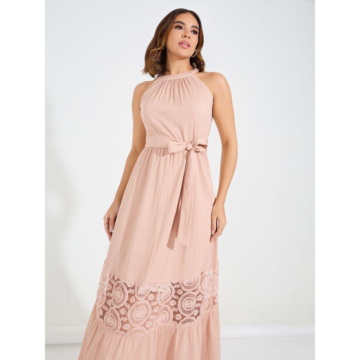 فستان طويل مزين بزهور مع رباط خصر-women-clothing-dresses-image-2