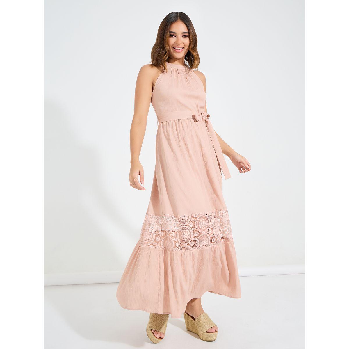 فستان طويل مزين بزهور مع رباط خصر-women-clothing-dresses-image-4