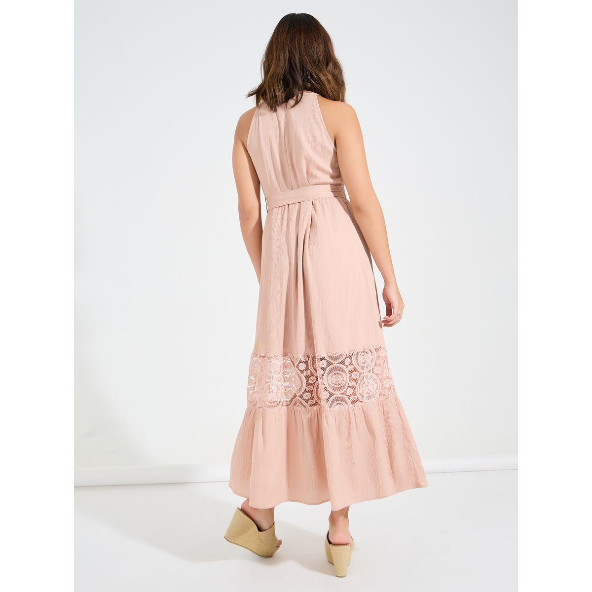 Styli Floral Lacer Cut Maxi Dress with Tie Belt-women-clothing-dresses-image-5