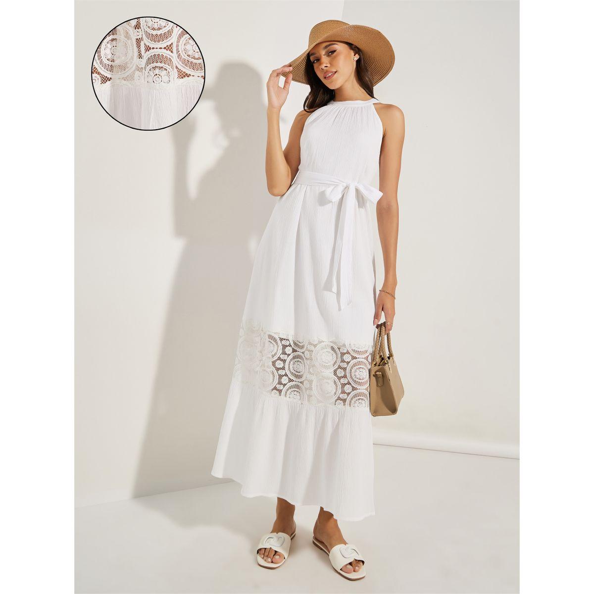 Styli Floral Lacer Cut Maxi Dress with Tie Belt-women-clothing-dresses-image-1