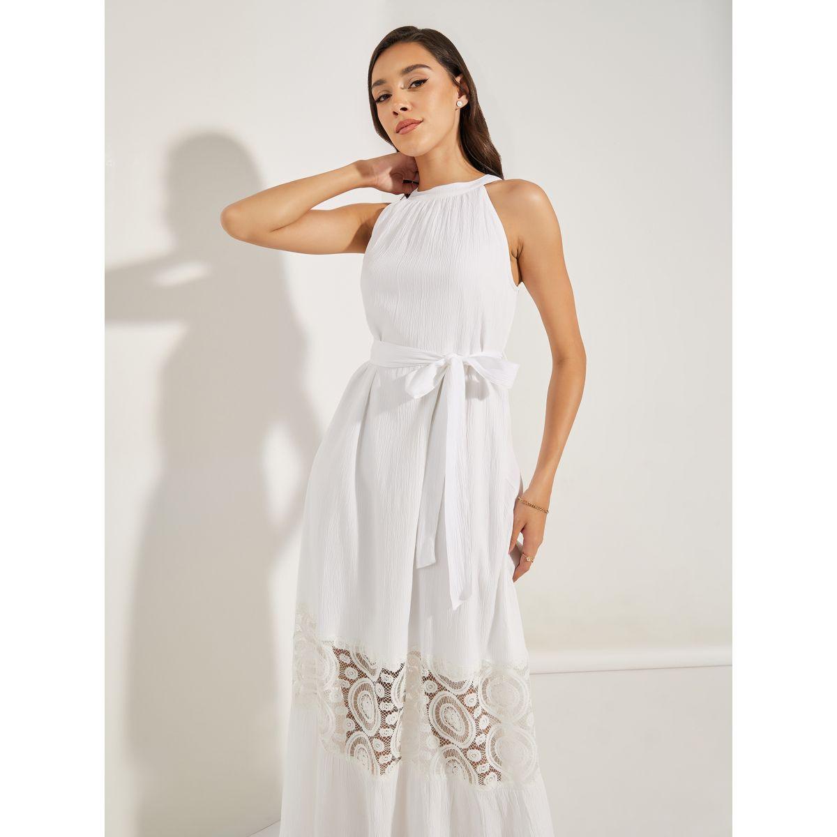 Styli Floral Lacer Cut Maxi Dress with Tie Belt-women-clothing-dresses-image-2