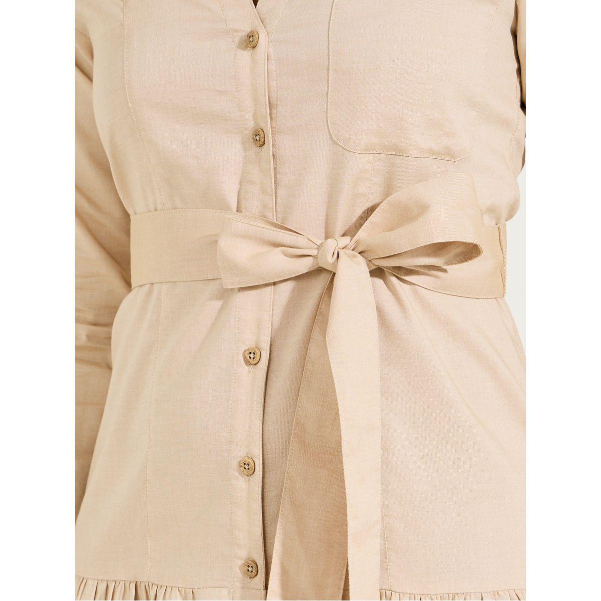 Styli Solid Shirt Midi Dress with Tie Belt-women-clothing-dresses-image-3