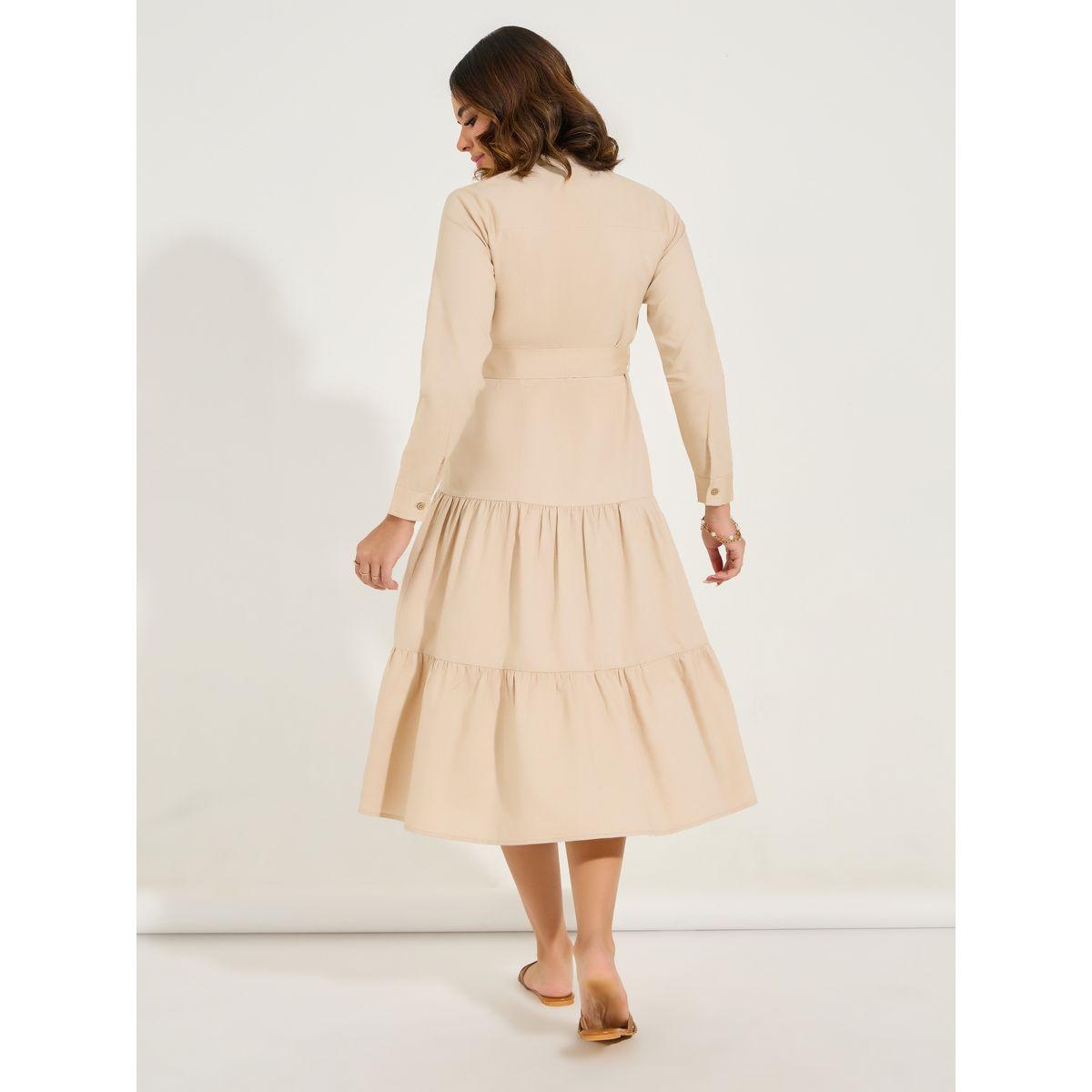 فستان ميدي سادة بكسرات مع اربطة-women-clothing-dresses-image-6