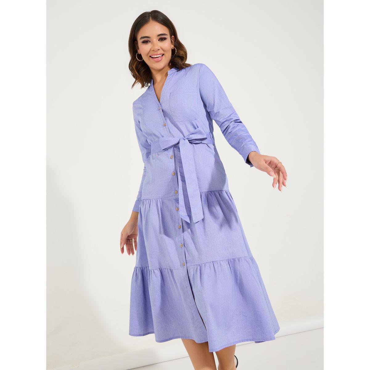 فستان ميدي سادة بكسرات مع اربطة-women-clothing-dresses-image-2