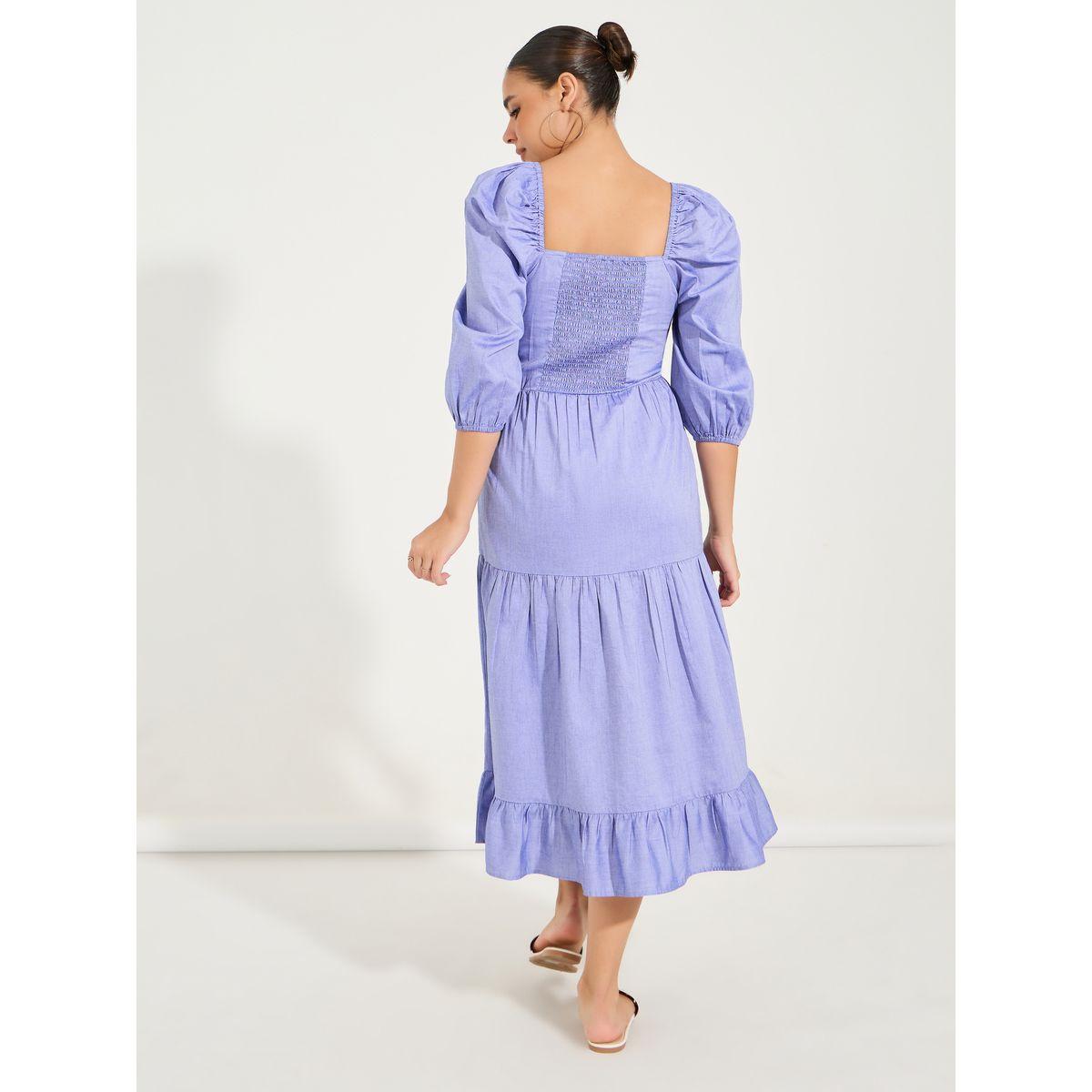 Styli Square Neck Tiered Midi Dress with Puff Sleeves-women-clothing-dresses-image-6