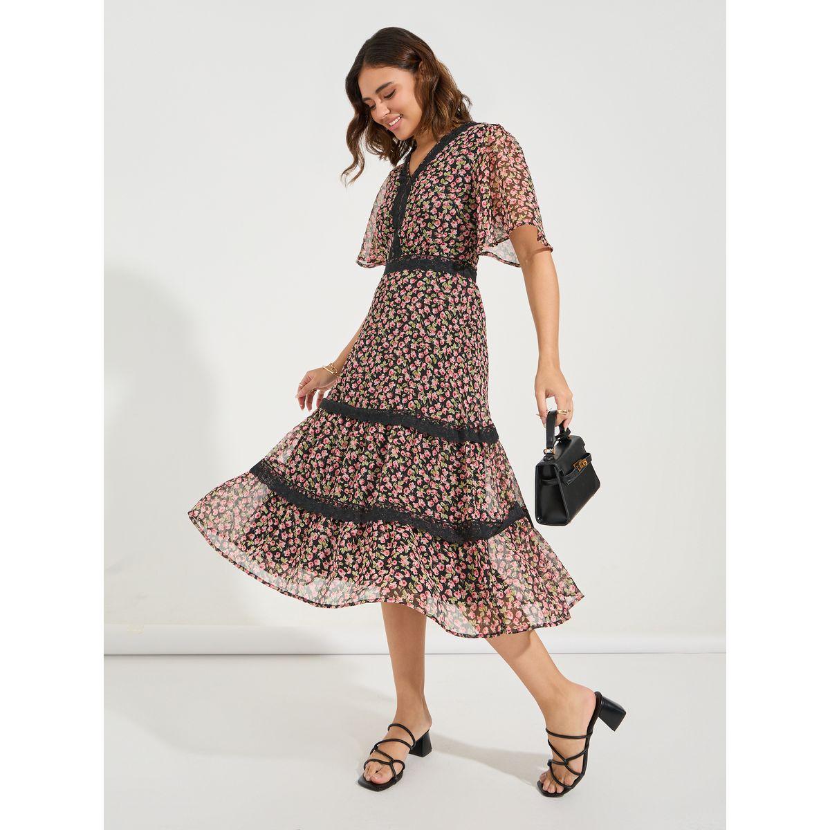 فستان ميدي مطبع بطبعة زهور-women-clothing-dresses-image-3