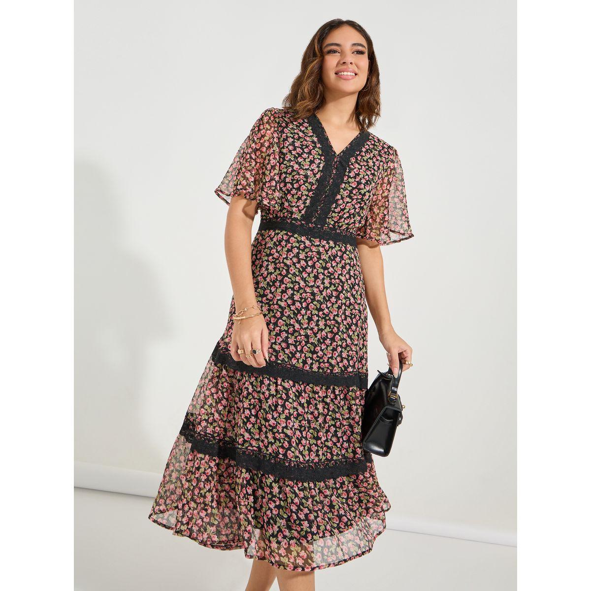 فستان ميدي مطبع بطبعة زهور-women-clothing-dresses-image-5