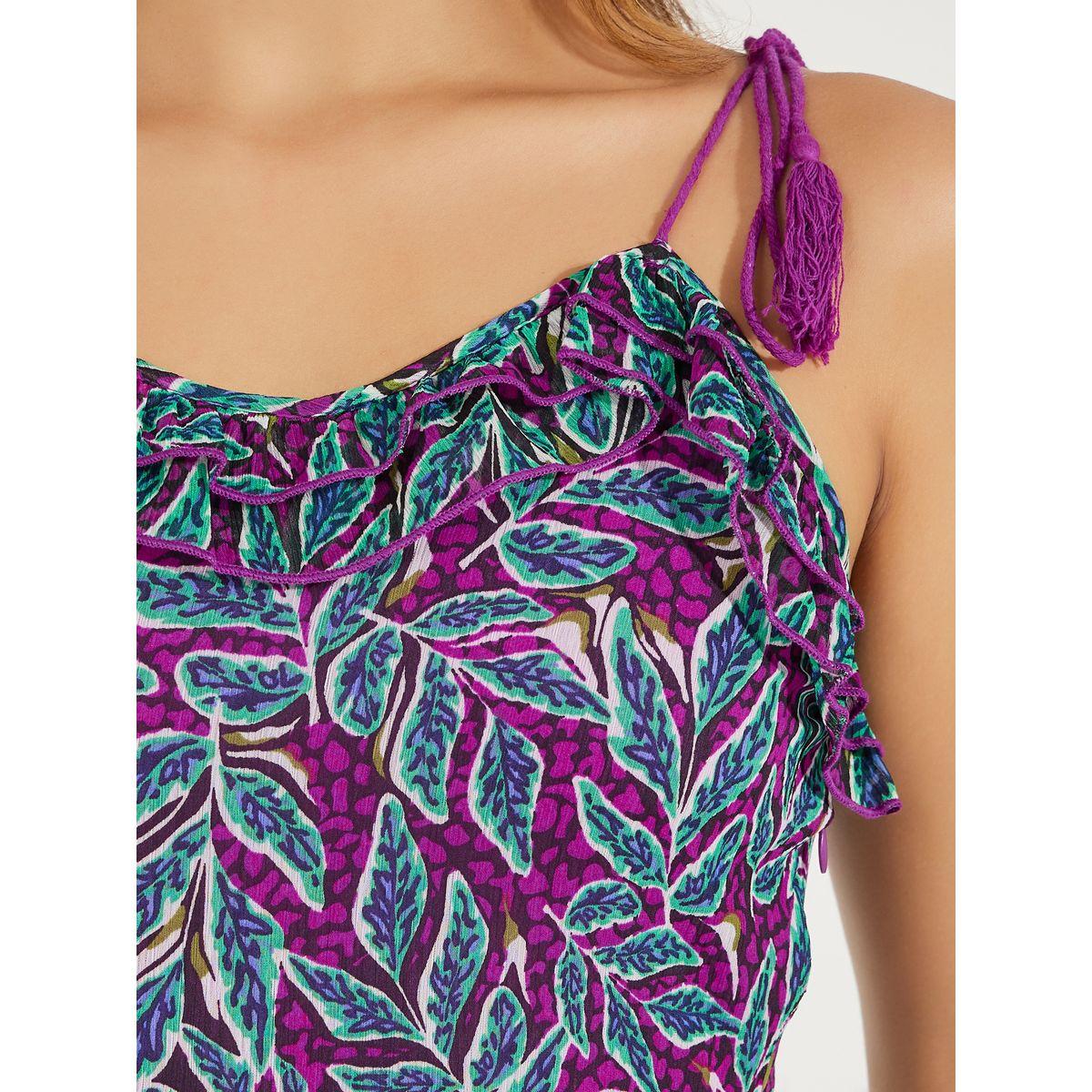 فستان طويل بحمالات وطبعة اوراق شجر-women-clothing-dresses-image-4