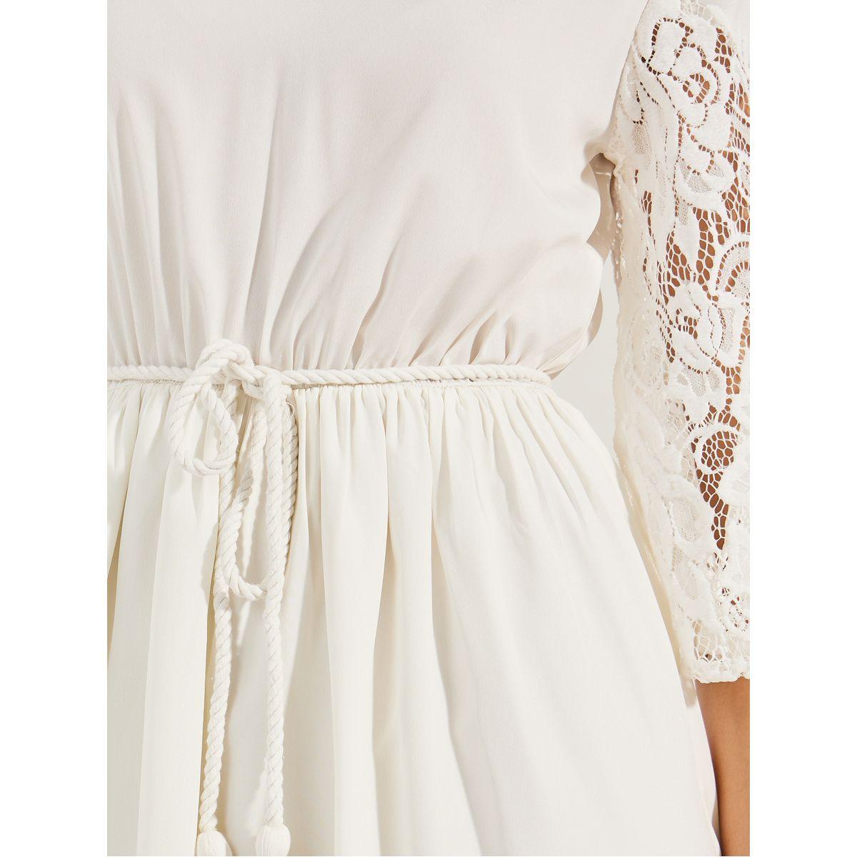 Styli Lace Insert Midi Dress with Tassel Tie Waist-women-clothing-dresses-image-3
