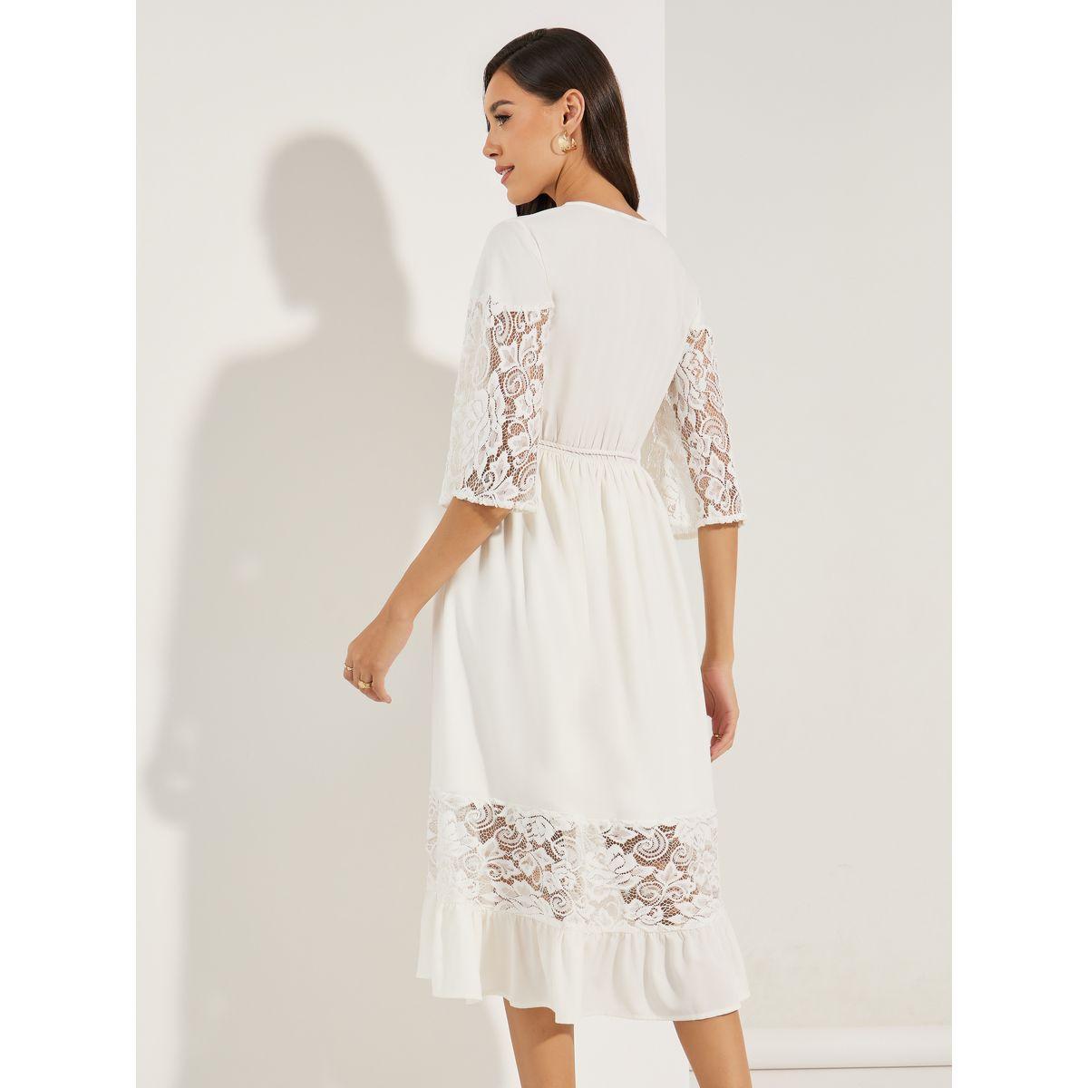 Styli Lace Insert Midi Dress with Tassel Tie Waist-women-clothing-dresses-image-4