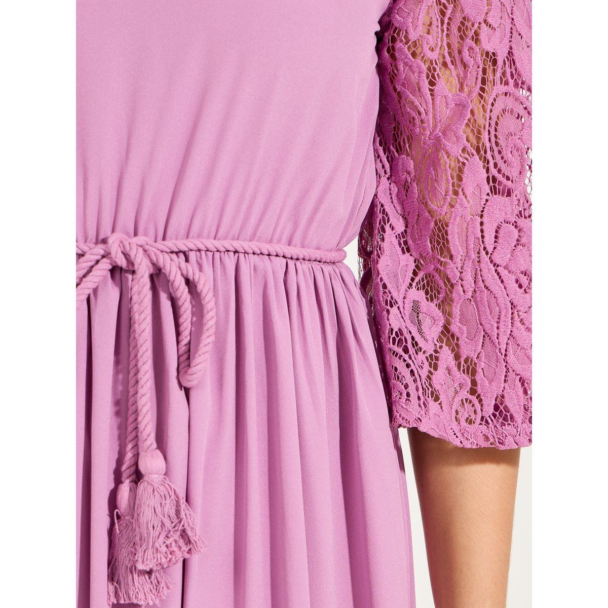 فستان ميدي بتفاصيل دانتيل مع اربطة بشراشيب-women-clothing-dresses-image-3