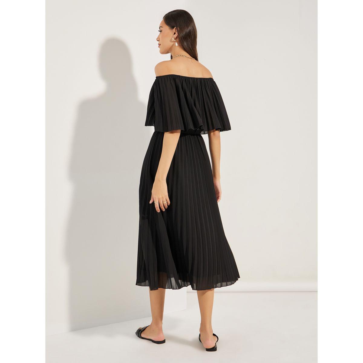 فستان ميدي باكتاف مكشوفة وكسرات-women-clothing-dresses-image-4