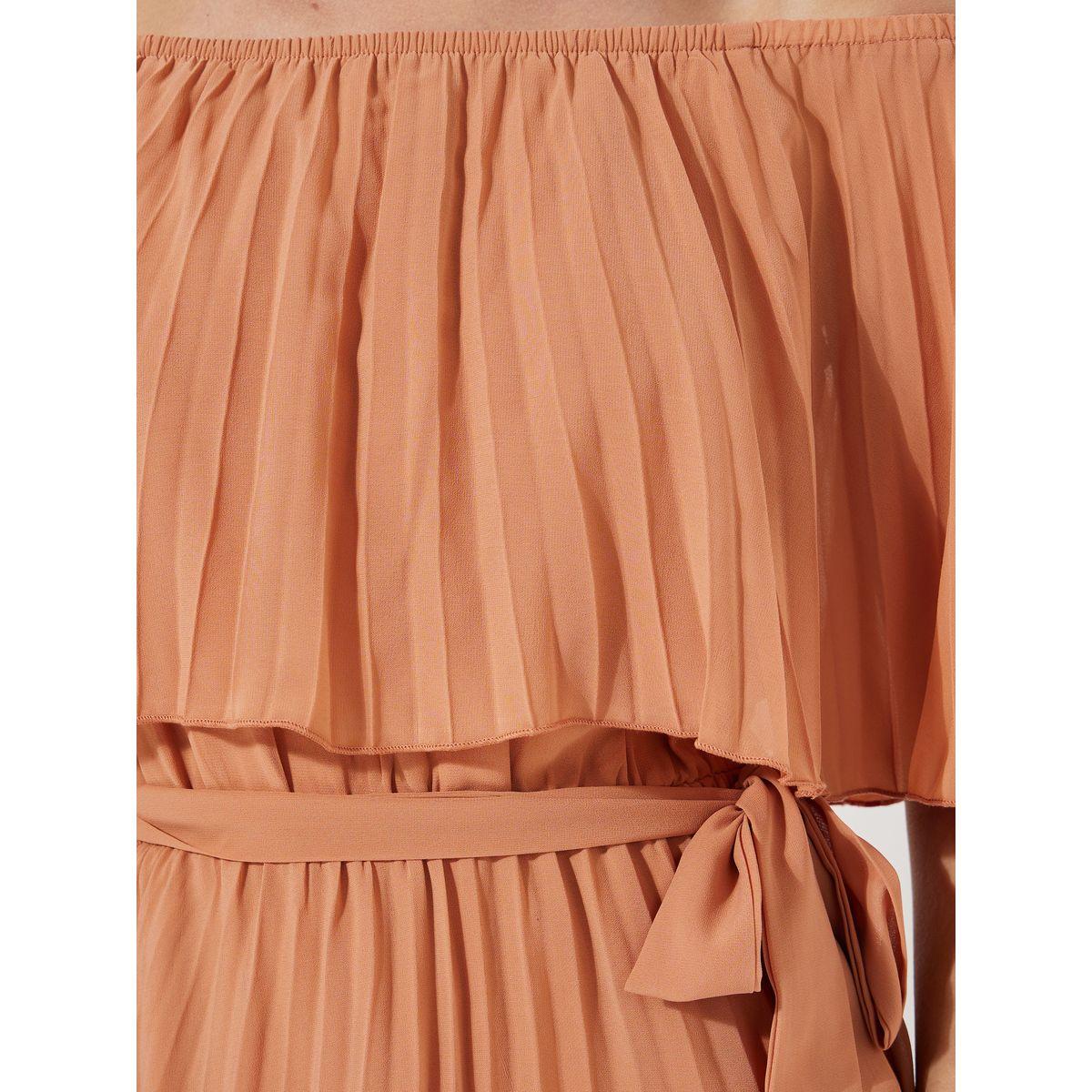 Styli Pleated Overlay Off Shoulder Neck Midi Dress-women-clothing-dresses-image-3
