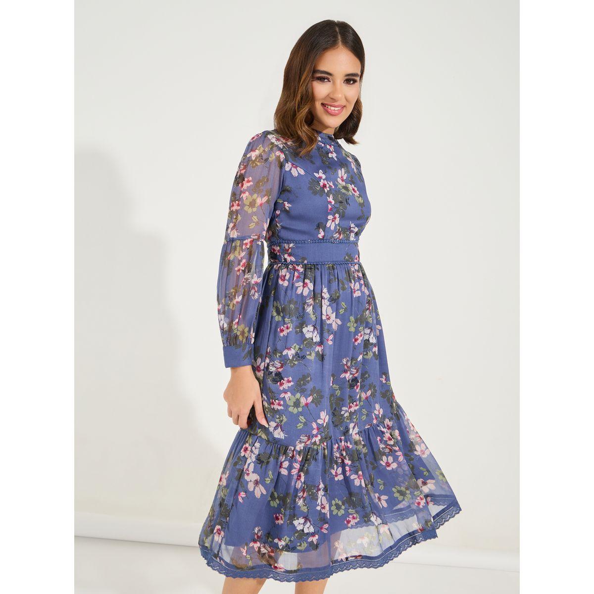 فستان ميدي مطبع بزهور مع كسرات-women-clothing-dresses-image-5