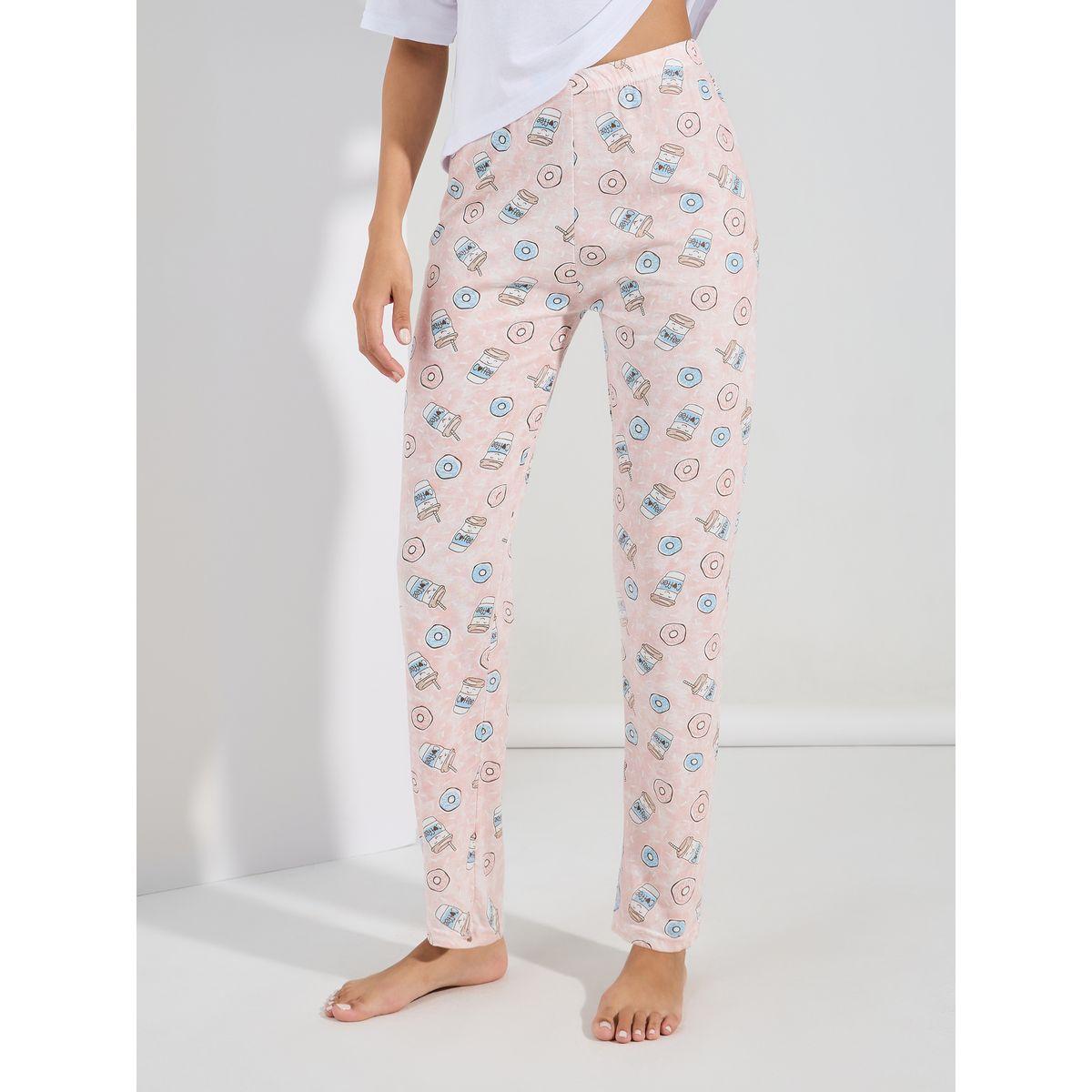 Styli Unwind Donut Graphic Drop Shoulder T-Shirt & AOP Pyjama Set-women-clothing-nightwear-pyjamas-longsets-image-4