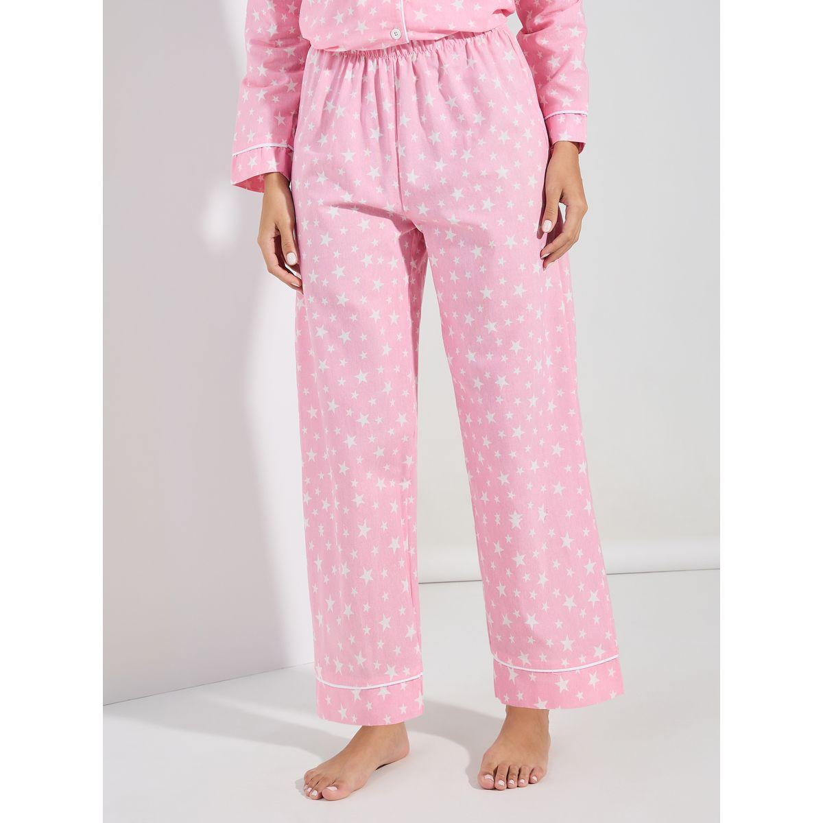 Styli Unwind Cotton Linen Star AOP Shirt & Pyjama Set-women-clothing-nightwear-pyjamas-longsets-image-5