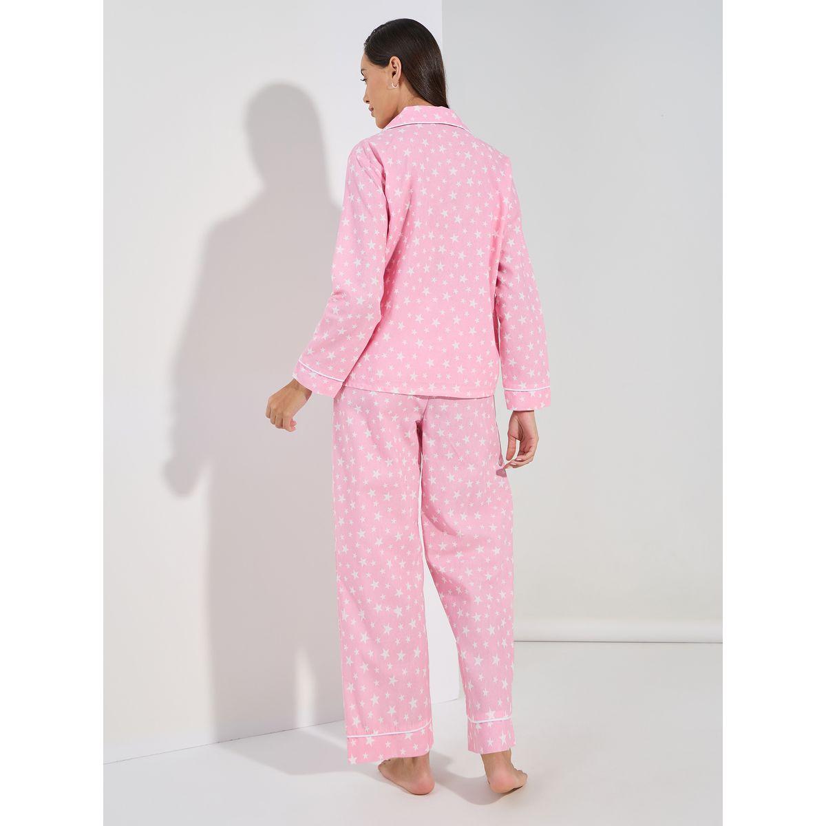 Styli Unwind Cotton Linen Star AOP Shirt & Pyjama Set-women-clothing-nightwear-pyjamas-longsets-image-6