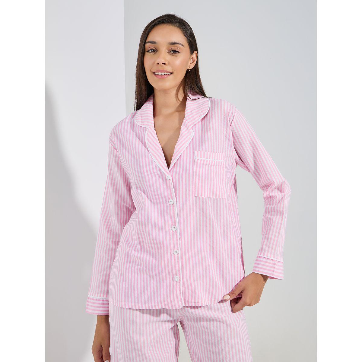 طقم من بنطال بيجاما مع بلوزة مخططة-women-clothing-nightwear-pyjamas-longsets-image-3
