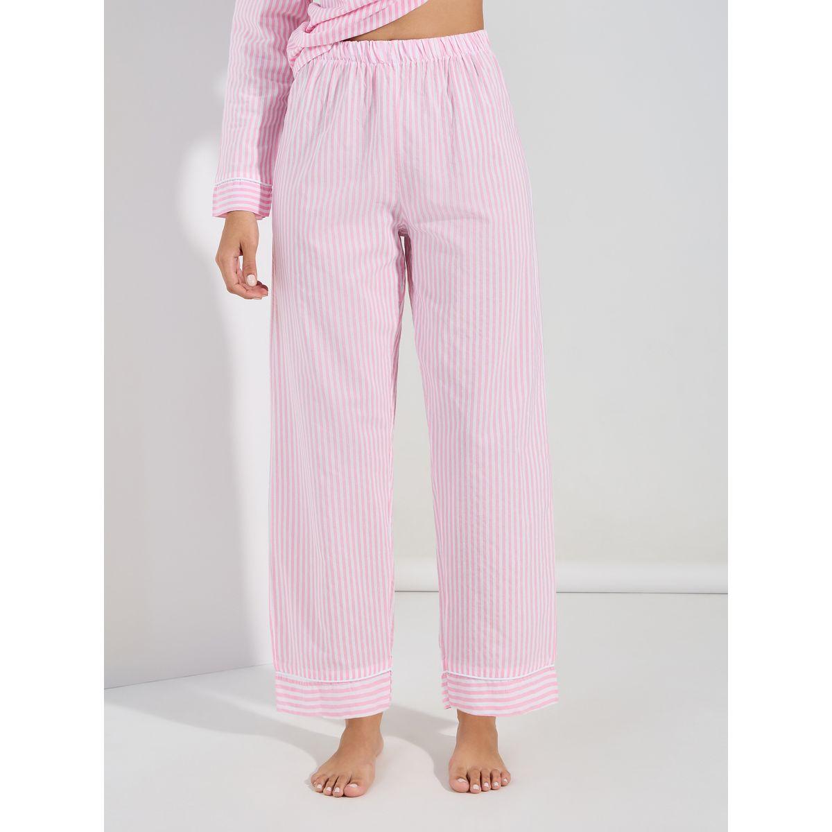 Styli Unwind Cotton Linen Striped Shirt & Pyjama Set-women-clothing-nightwear-pyjamas-longsets-image-5