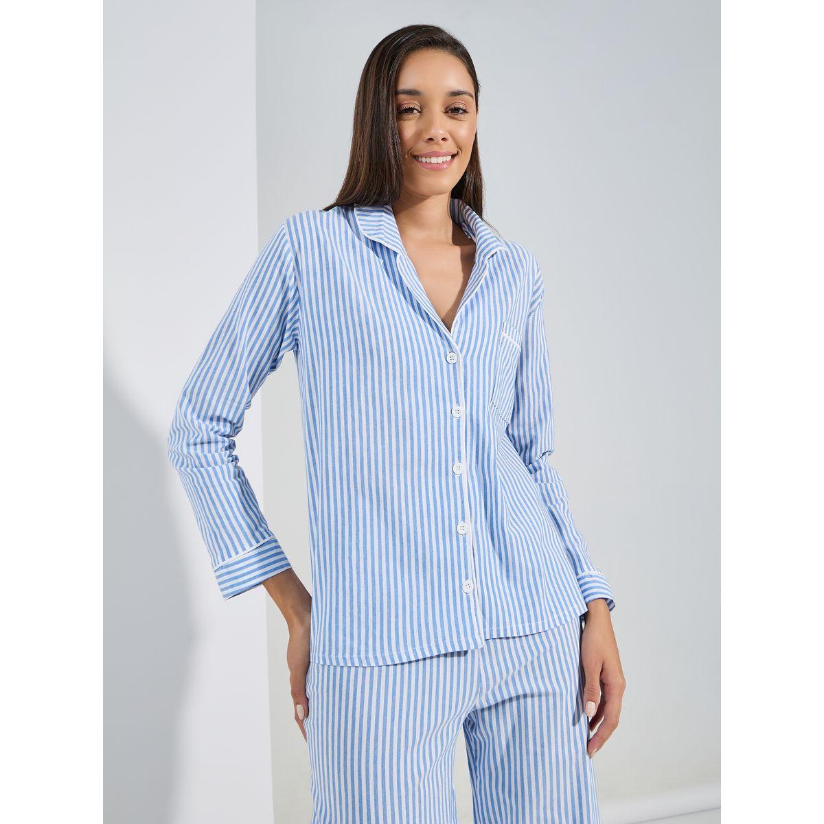 طقم من بنطال بيجاما مع بلوزة مخططة-women-clothing-nightwear-pyjamas-longsets-image-2