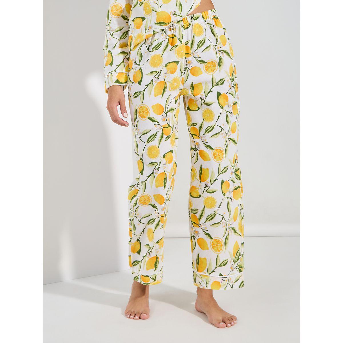 طقم من بنطال بيجاما وبلوزة بطبعة ليمون-women-clothing-nightwear-pyjamas-longsets-image-4