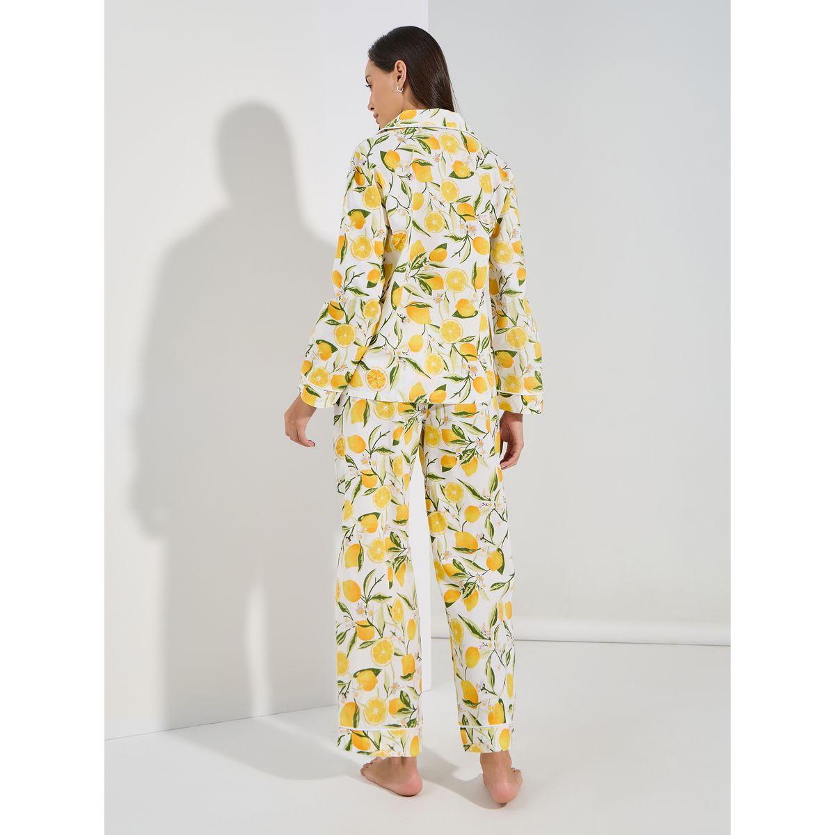 طقم من بنطال بيجاما وبلوزة بطبعة ليمون-women-clothing-nightwear-pyjamas-longsets-image-5