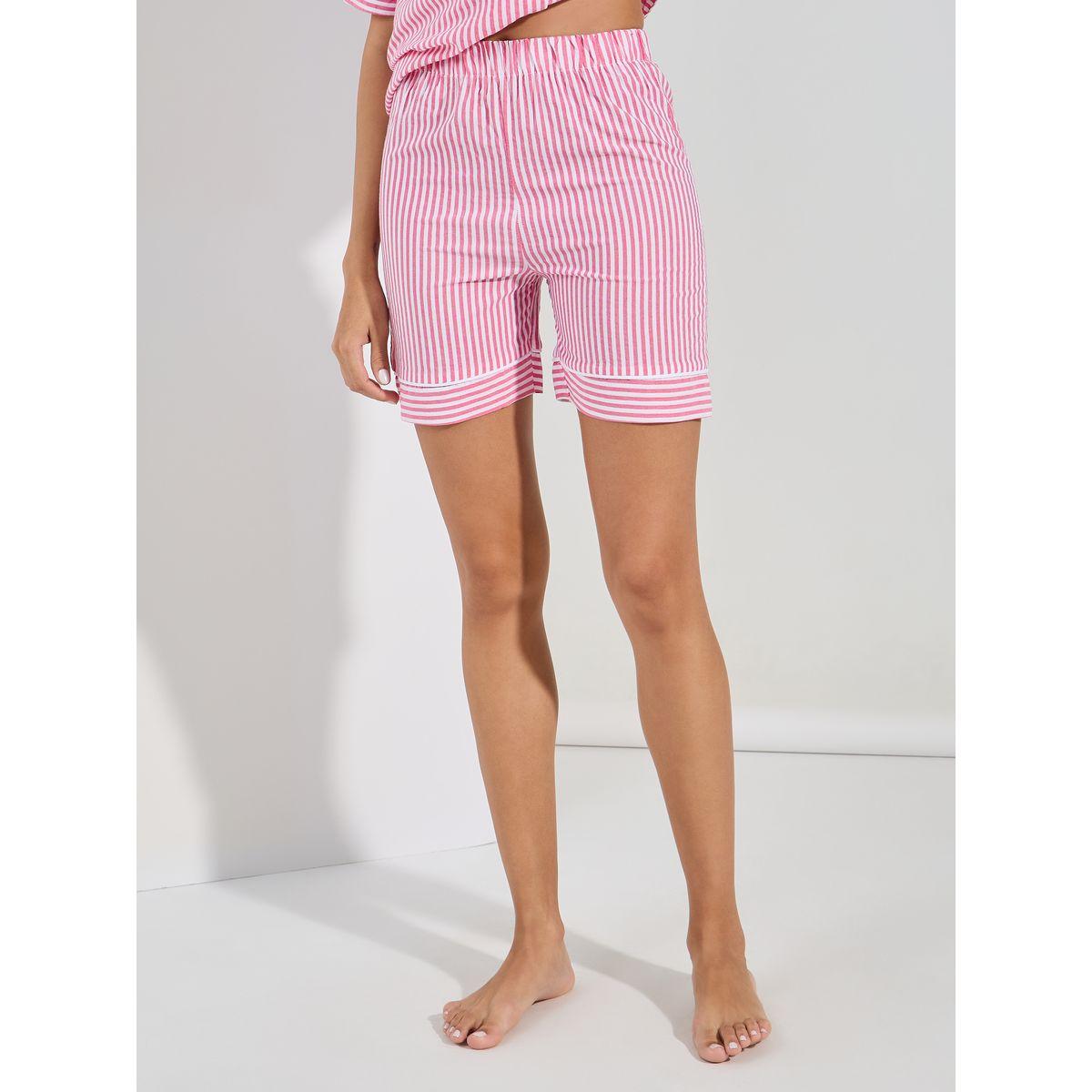 Styli Unwind Cotton Linen Stripe Button Through Shirt & Shorts Set-women-clothing-nightwear-pyjamas-shortsets-image-4