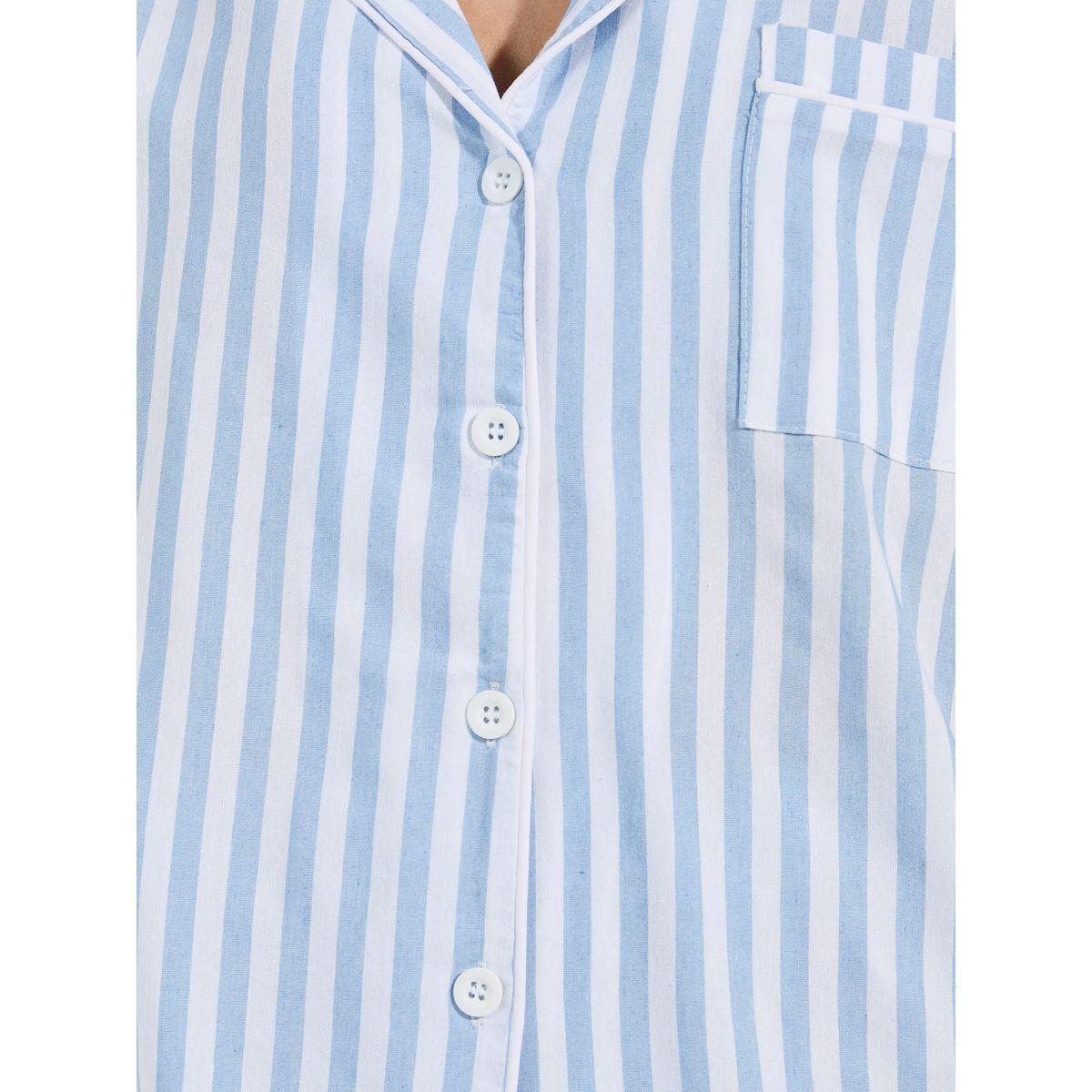 Styli Unwind Cotton Linen Stripe Button Through Shirt & Shorts Set-women-clothing-nightwear-pyjamas-shortsets-image-3