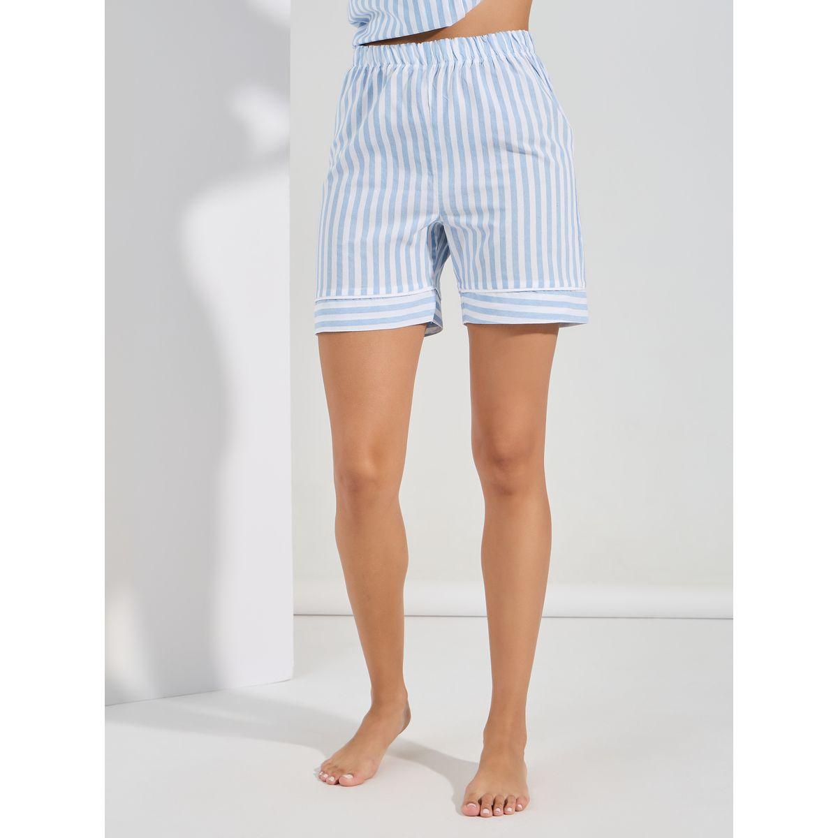 Styli Unwind Cotton Linen Stripe Button Through Shirt & Shorts Set-women-clothing-nightwear-pyjamas-shortsets-image-4