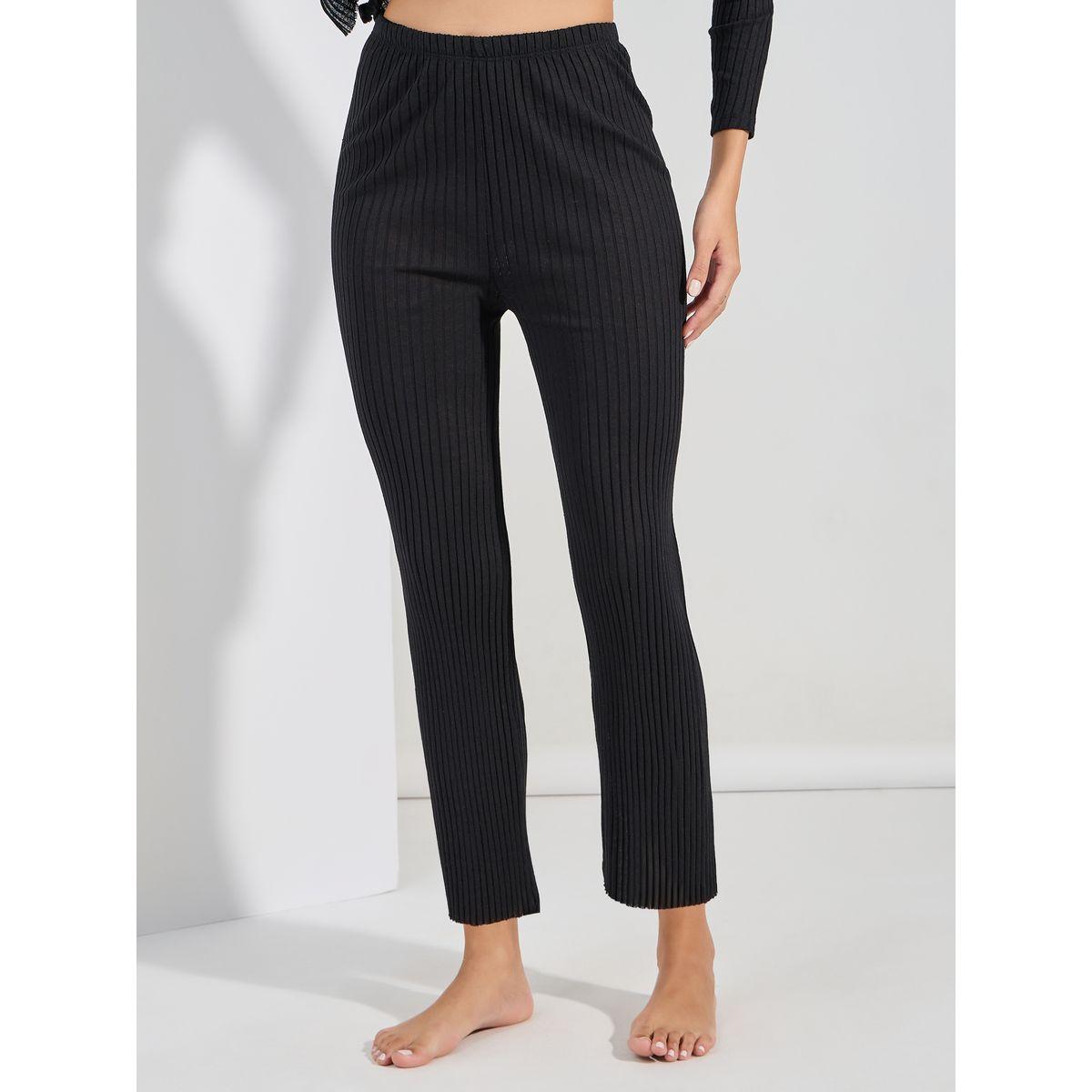 مجموعة من بنطال مع بلوزة مضلعة بشق جانبي-women-clothing-coordsets-image-5