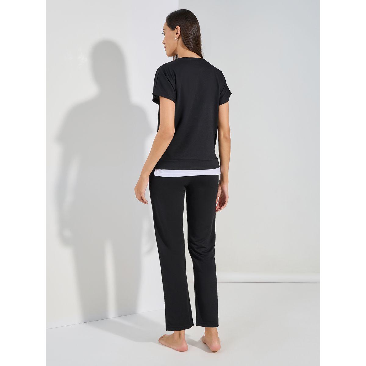 Styli Unwind Contrast Hem & Patch Top & Trousers Lounge Set-women-clothing-coordsets-image-5