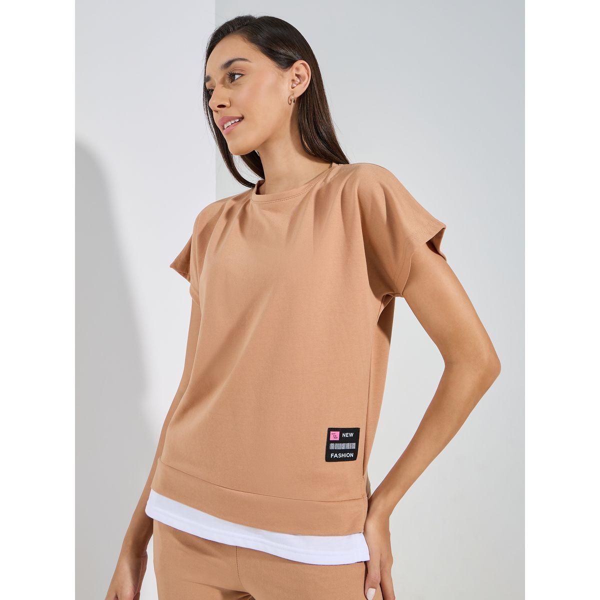 Styli Unwind Contrast Hem & Patch Top & Trousers Lounge Set-women-clothing-coordsets-image-3