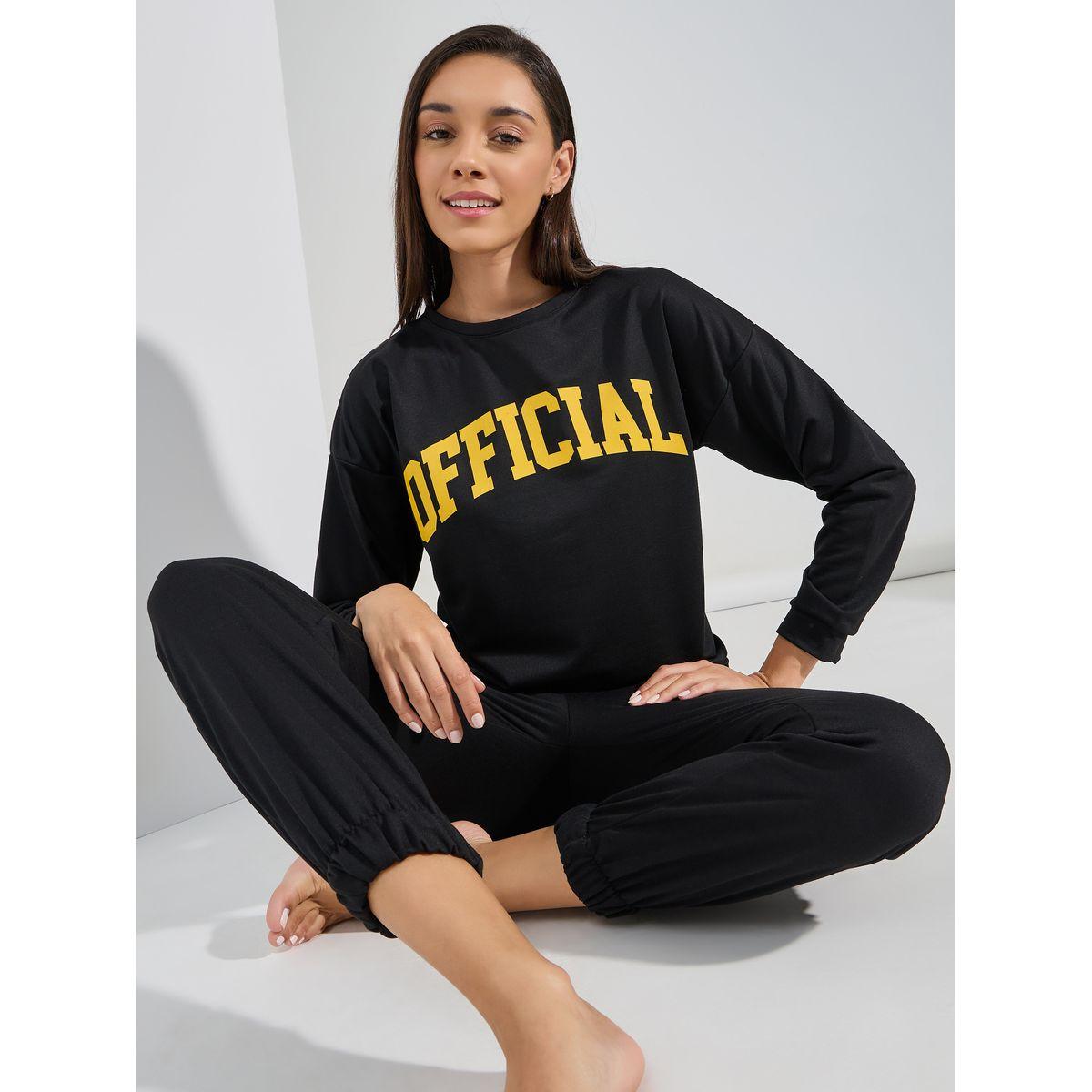 Styli Unwind Official Slogan Long Sleeves Top & Joggers Lounge Set-women-clothing-coordsets-image-1